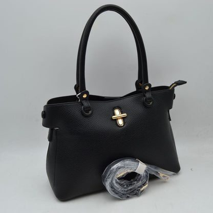 Madeline Love Textured Top Handle Handbag with Metallic Turn-lock Accent view 6 - Madelyn Top Love The Label