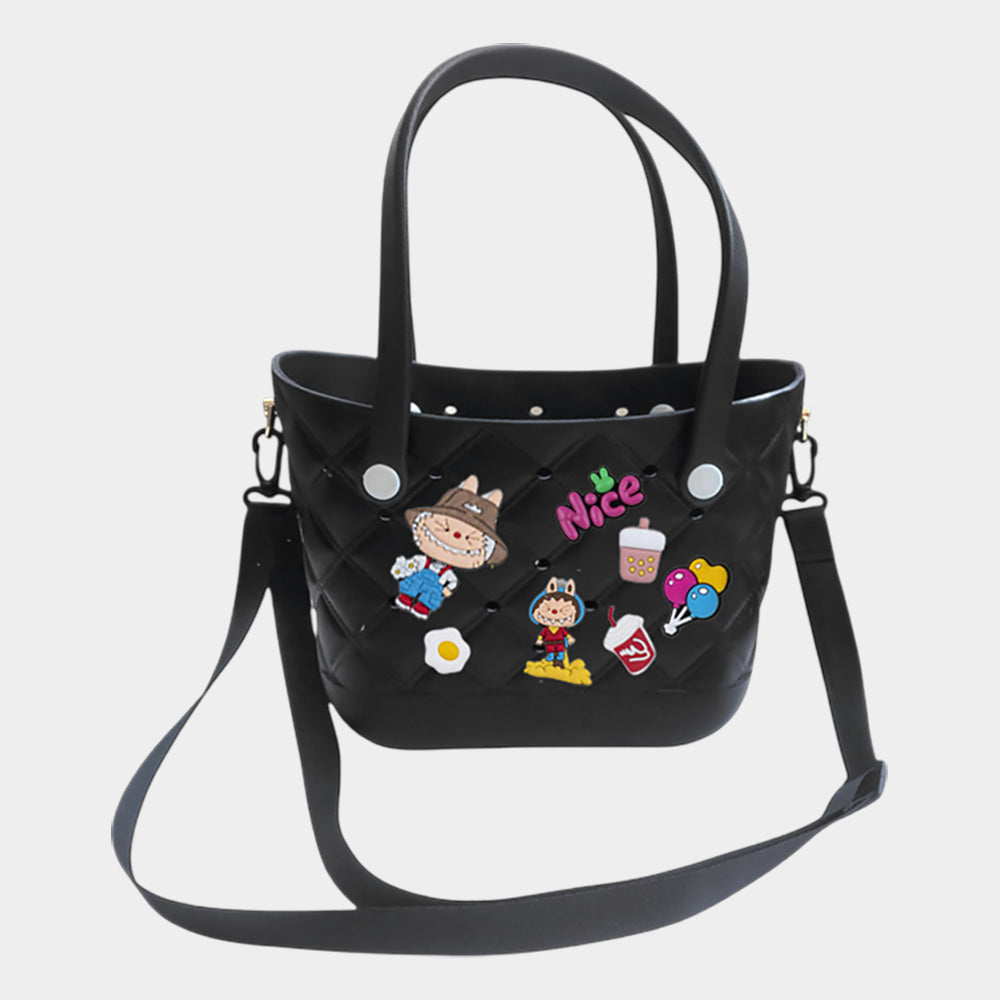 Madeline Love Trendy Silicone Personalized Charm Handbag / Crossbody Bag in Black - Bag Handbag