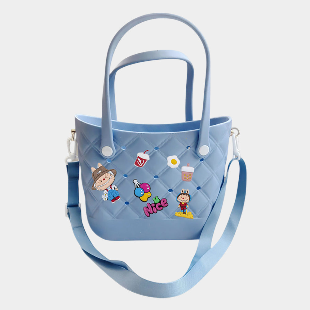 Madeline Love Trendy Silicone Personalized Charm Handbag / Crossbody Bag in Blue view 3 - Bag Handbag