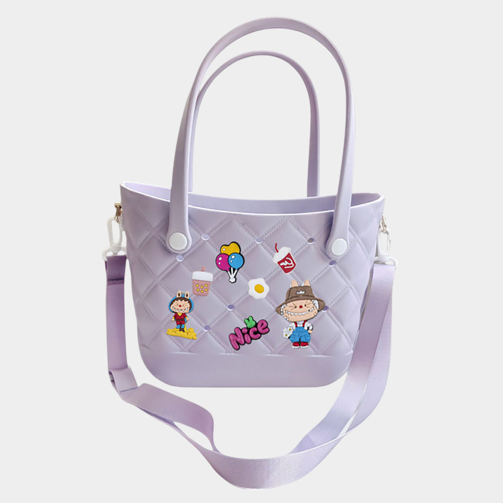 Madeline Love Trendy Silicone Personalized Charm Handbag / Crossbody Bag in Lavender view 4 - Bag Handbag