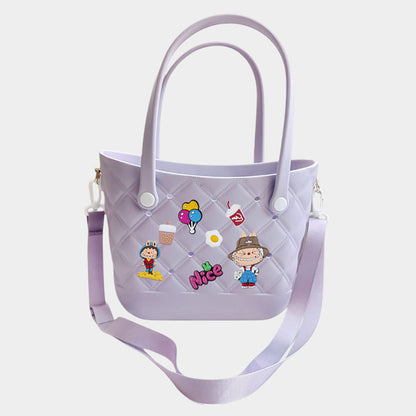 Madeline Love Trendy Silicone Personalized Charm Handbag / Crossbody Bag in Lavender view 4 - Bag Handbag