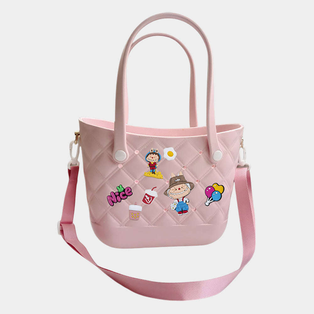 Madeline Love Trendy Silicone Personalized Charm Handbag / Crossbody Bag in Pink view 5 - Bag Handbag