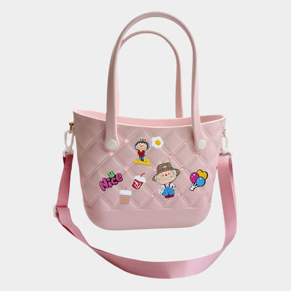 Madeline Love Trendy Silicone Personalized Charm Handbag / Crossbody Bag in Pink view 5 - Bag Handbag