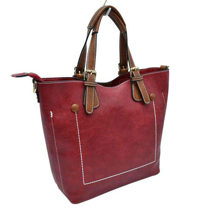Madeline Love Vegan Leather Tote Shoulder Handbags for Women in Red view 11 - Women Tote