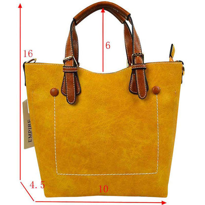 Madeline Love Vegan Leather Tote Shoulder Handbags for Women in Mustard view 16 - Women Tote