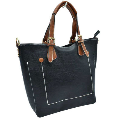 Madeline Love Vegan Leather Tote Shoulder Handbags for Women in Black view 2 - Women Tote