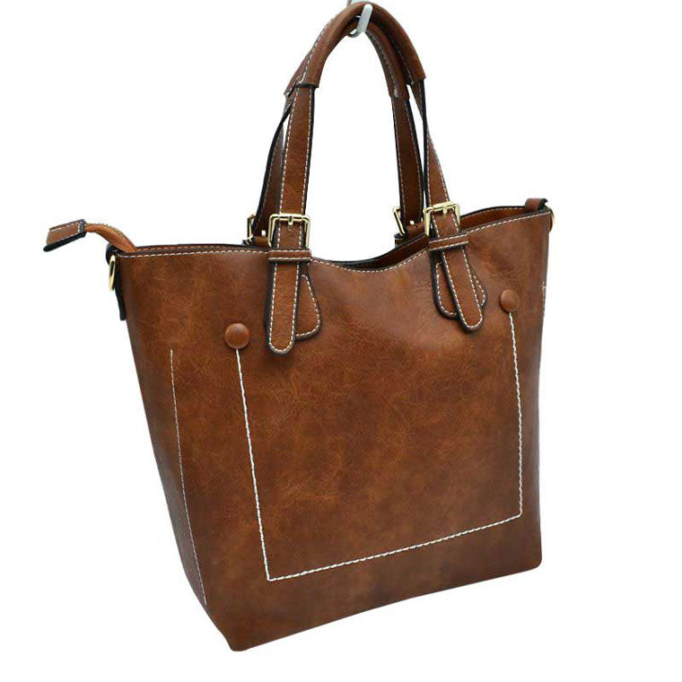 Madeline Love Vegan Leather Tote Shoulder Handbags for Women in Brown view 5 - Women Tote