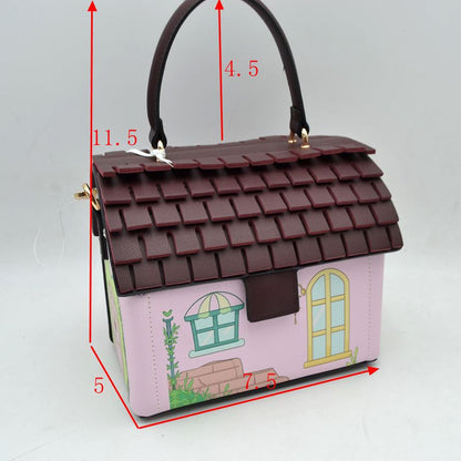 Madeline Love Whimsical House Shaped Top Handle Crossbody Handbag in Green view 2 - Whimsy House Topsfield