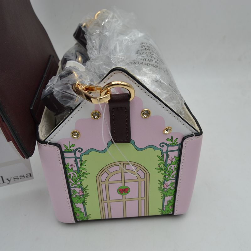 Madeline Love Whimsical House Shaped Top Handle Crossbody Handbag in Pink view 3 - Whimsy House Topsfield