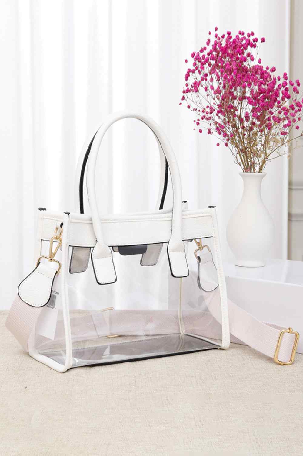 Madeline Love Women's Color Trim Clear Hand Bag Handbag in White view 10 - Handbag Bag