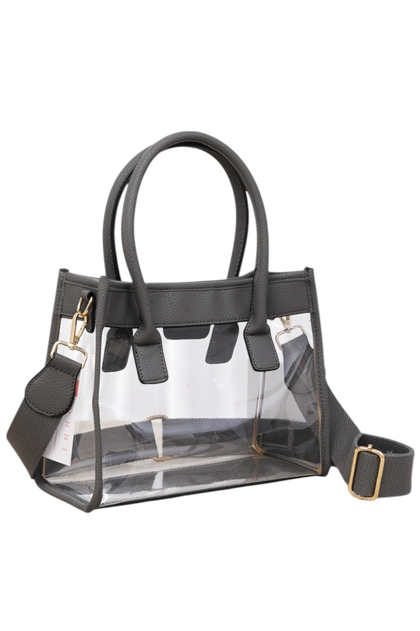 Madeline Love Women's Color Trim Clear Hand Bag Handbag in Gray view 3 - Handbag Bag