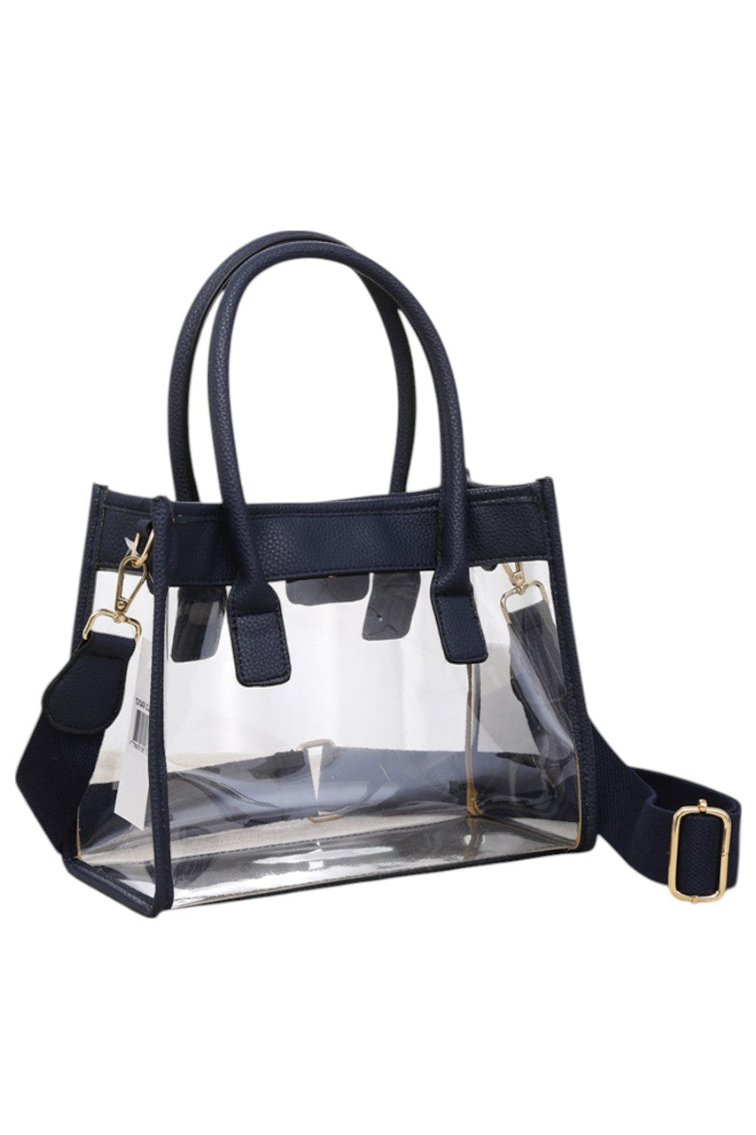 Madeline Love Women's Color Trim Clear Hand Bag Handbag in Navy view 5 - Handbag Bag