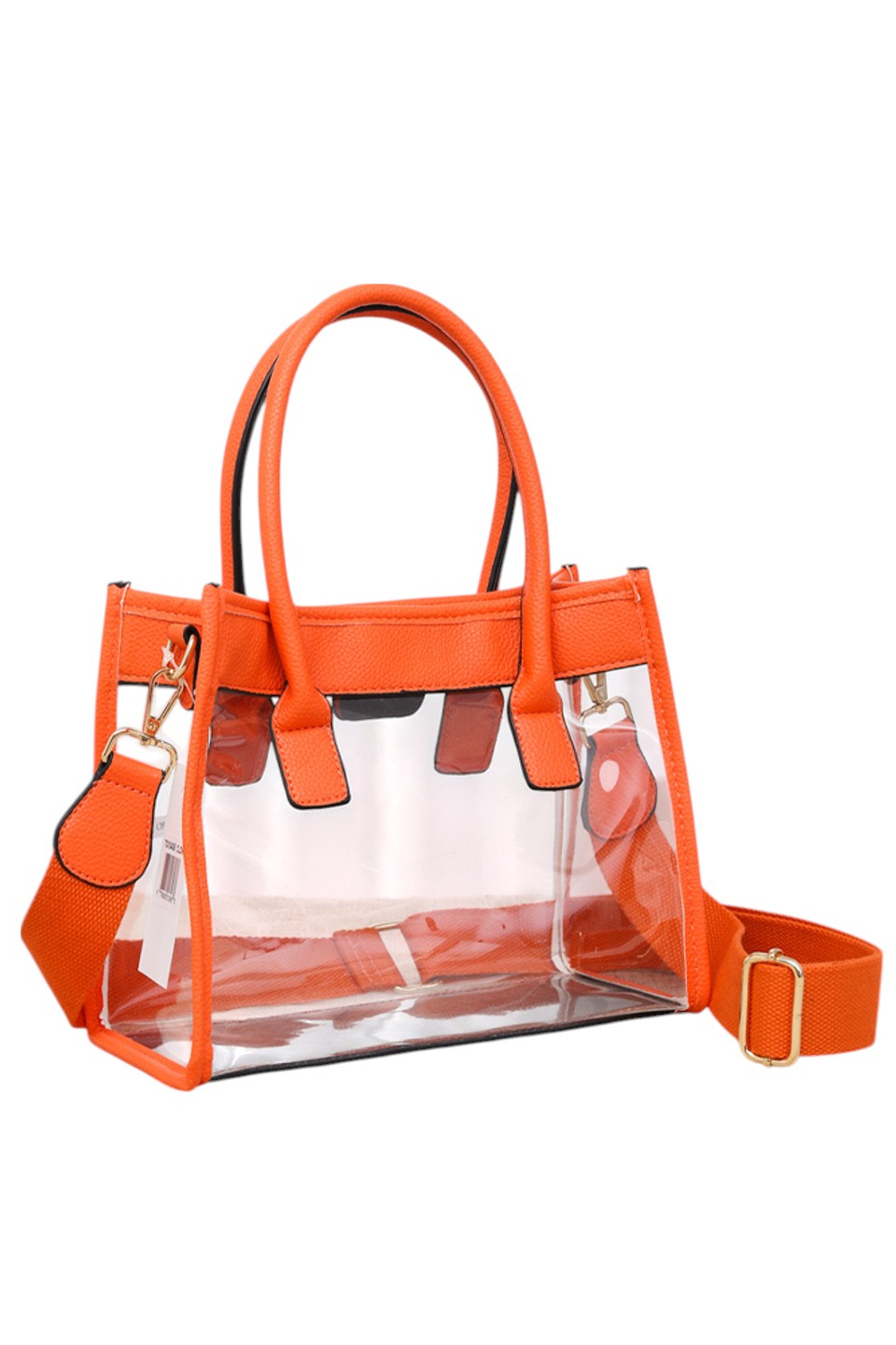 Madeline Love Women's Color Trim Clear Hand Bag Handbag in Orange view 6 - Handbag Bag
