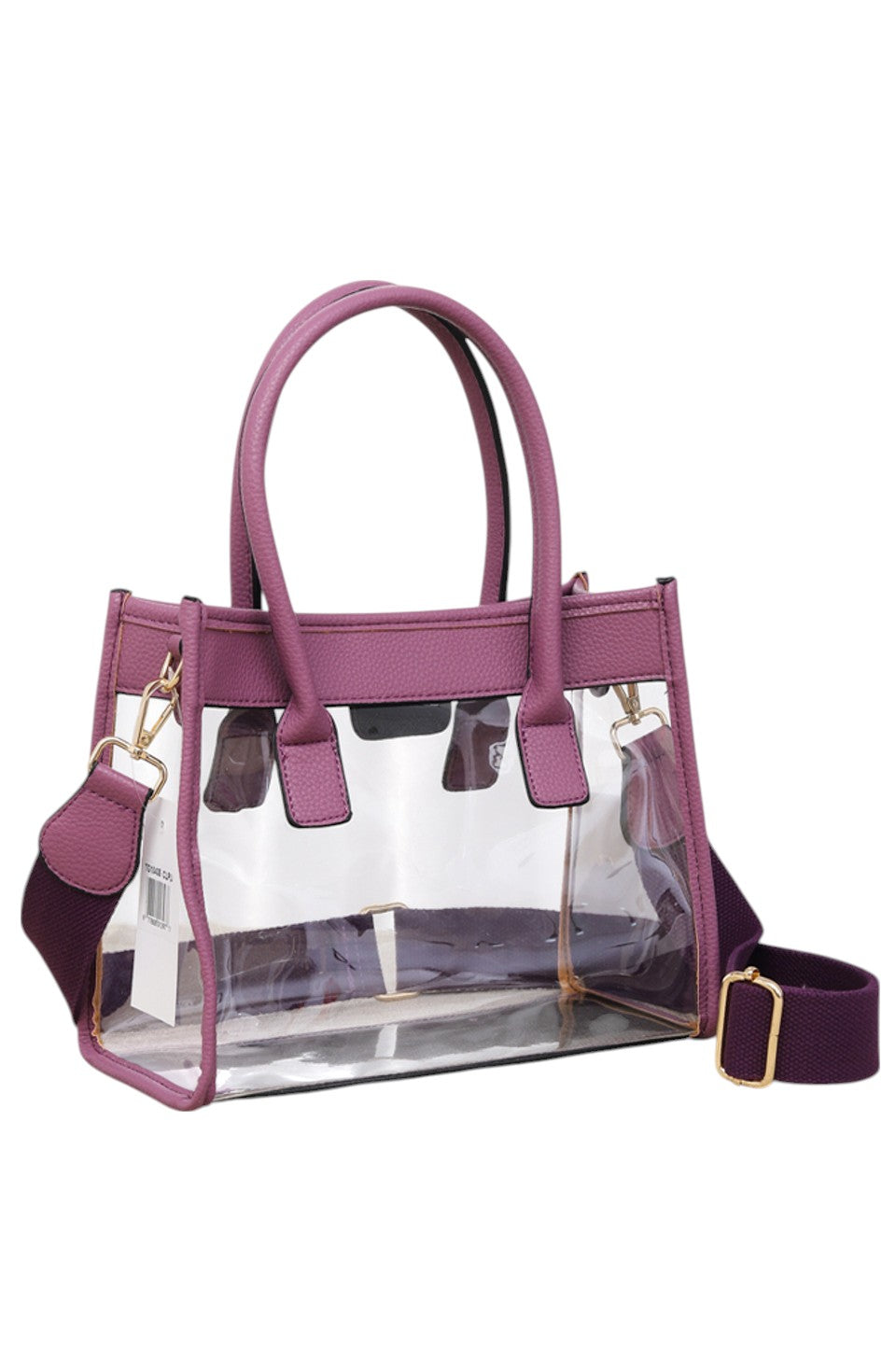 Madeline Love Women's Color Trim Clear Hand Bag Handbag in Purple view 7 - Handbag Bag