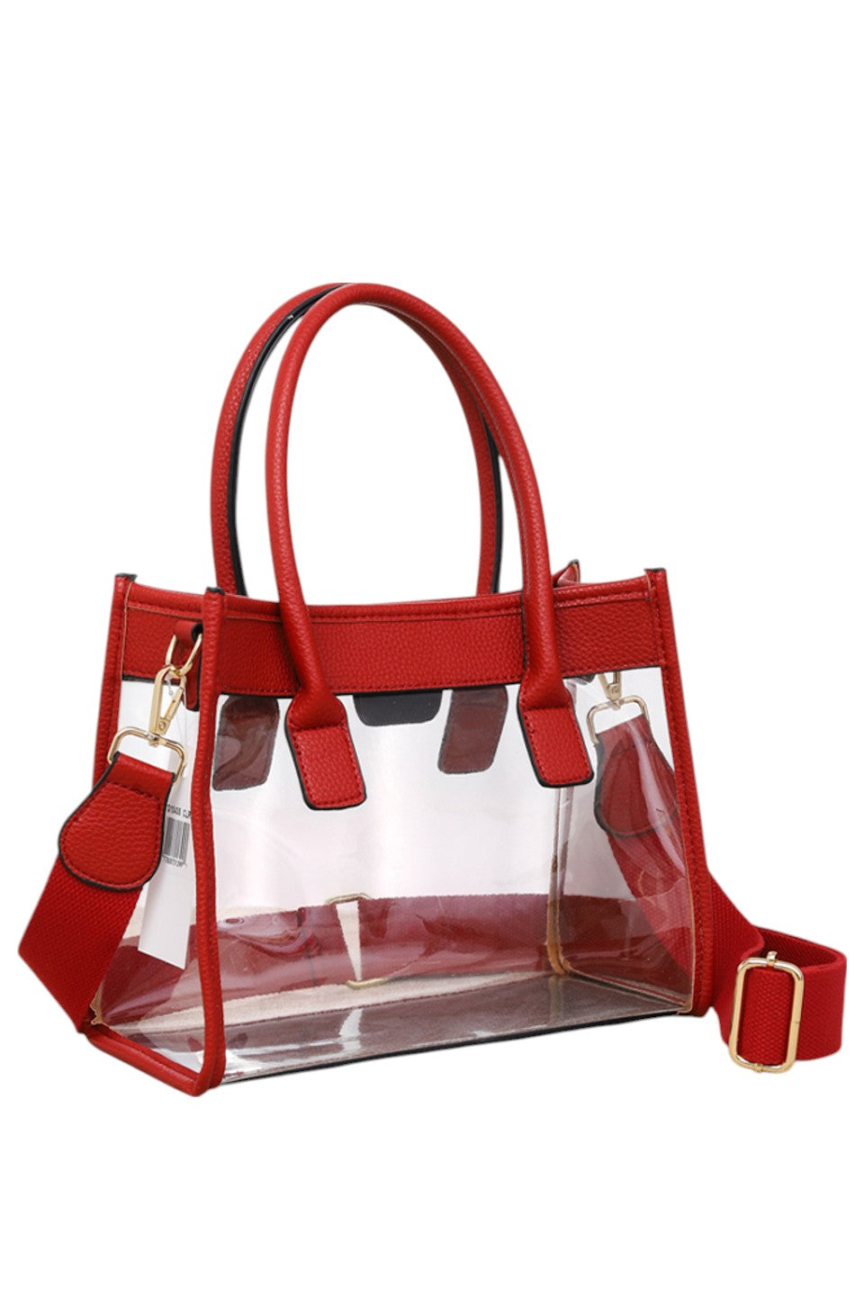 Madeline Love Women's Color Trim Clear Hand Bag Handbag in Red Navy view 8 - Handbag Bag