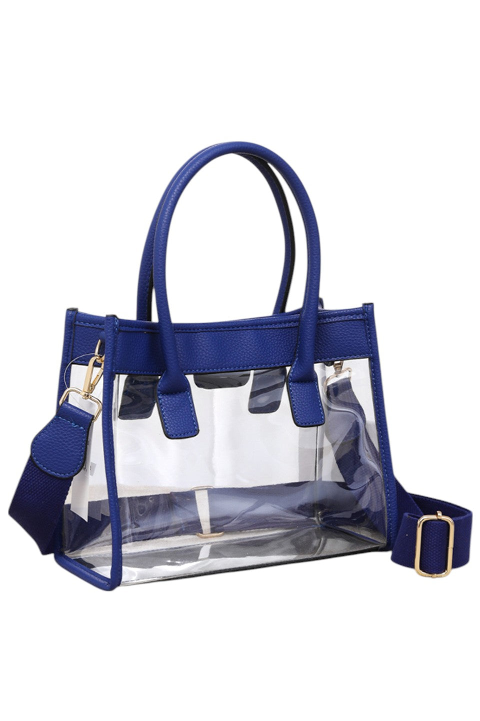 Madeline Love Women's Color Trim Clear Hand Bag Handbag in Royal Blue view 9 - Handbag Bag