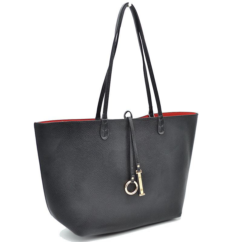Madeline Love Women's Pebbled Faux Leather Reversible 2 in 1 Tote Shoulder Handbag Crossbody Bag view 11 - Shoul Tote