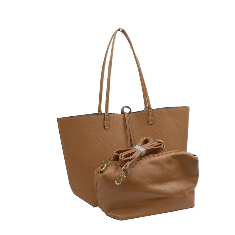 Madeline Love Women's Pebbled Faux Leather Reversible 2 in 1 Tote Shoulder Handbag Crossbody Bag view 29 - Shoul Tote