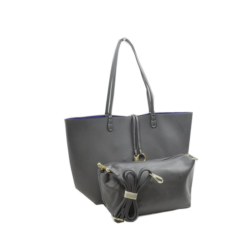 Madeline Love Women's Pebbled Faux Leather Reversible 2 in 1 Tote Shoulder Handbag Crossbody Bag view 36 - Shoul Tote