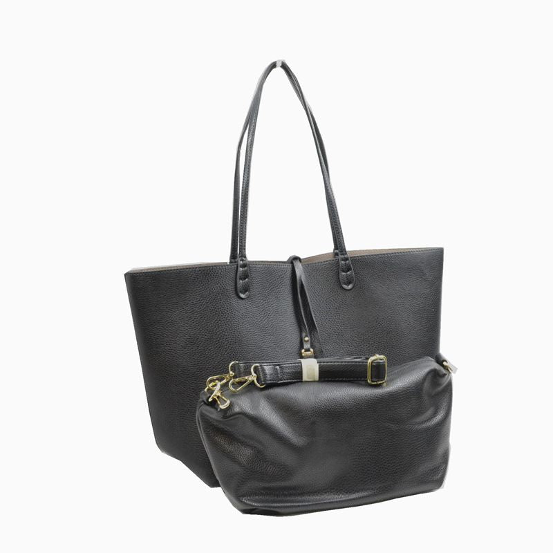Madeline Love Women's Pebbled Faux Leather Reversible 2 in 1 Tote Shoulder Handbag Crossbody Bag view 6 - Shoul Tote