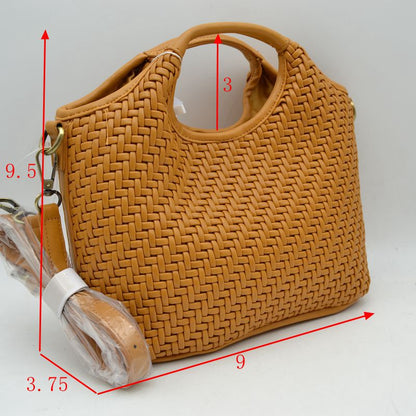 Madeline Love Woven Basket Weave Top-handle Crossbody Bag and Handbag with Adjustable Strap view 10 - Woven Basket Top View