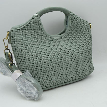 Madeline Love Woven Basket Weave Top-handle Crossbody Bag and Handbag with Adjustable Strap view 17 - Woven Basket Top View