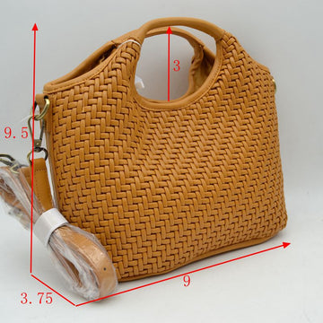 Madeline Love Woven Basket Weave Top-handle Crossbody Bag and Handbag with Adjustable Strap in Brown view 2