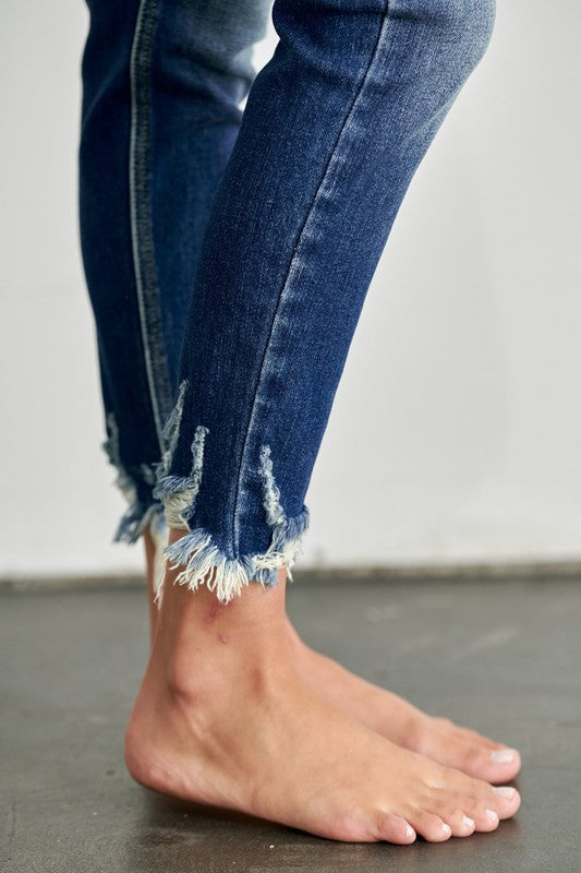Madeline plus Ultra High Rise Double Waistband Ankle Skinny with Hem Distress Jeans view 10 - High-Waisted (bottom)