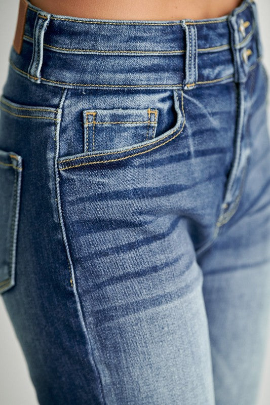 Madeline plus Ultra High Rise Double Waistband Ankle Skinny with Hem Distress Jeans view 8 - High-Waisted (bottom)