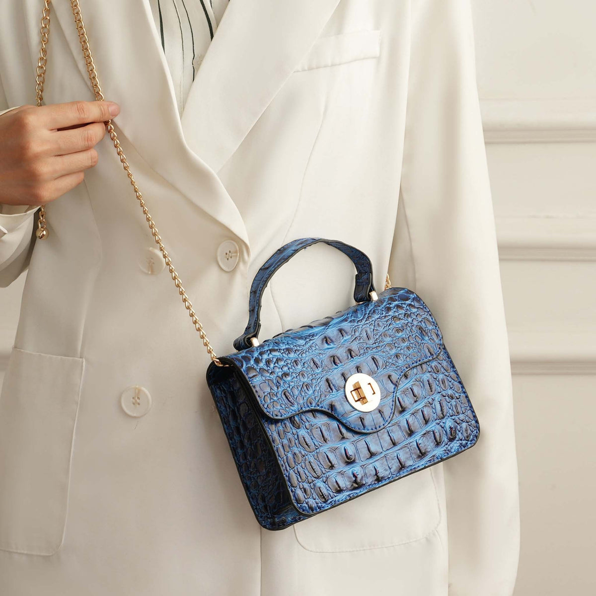 Mae Shoulder Bag in Croco Purple view 2 - Alias Mae Shoulder Bag