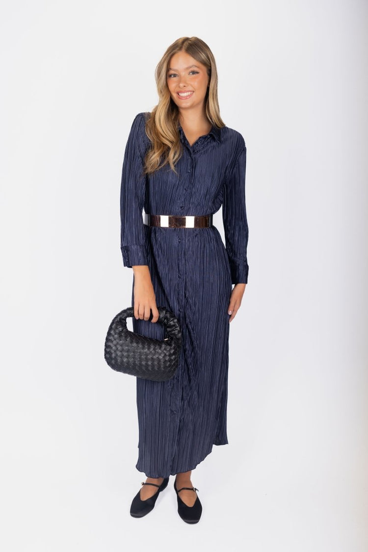 Maggie Dress (deep Navy) S view 2 (dress) - navy dress, deep navy dress - shop at us.meeeshop