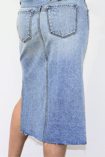 Mahi Demi Denim Midi Side Slit Skirt in XL view 4 (dress)