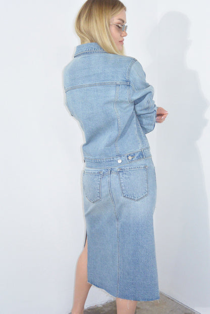 Mahi Demi Denim Midi Side Slit Skirt view 7 (dress)