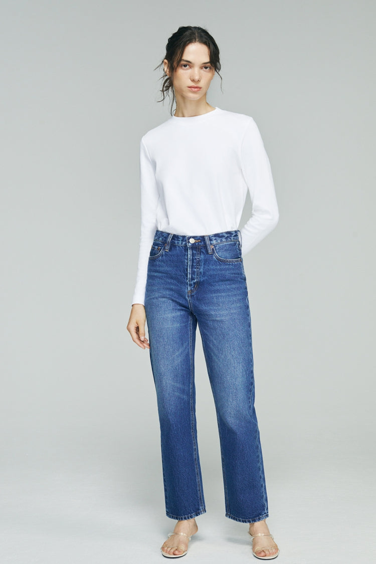 Manhattan High Rise Straight Ankle Jeans - MeeeShop Women's Fashion