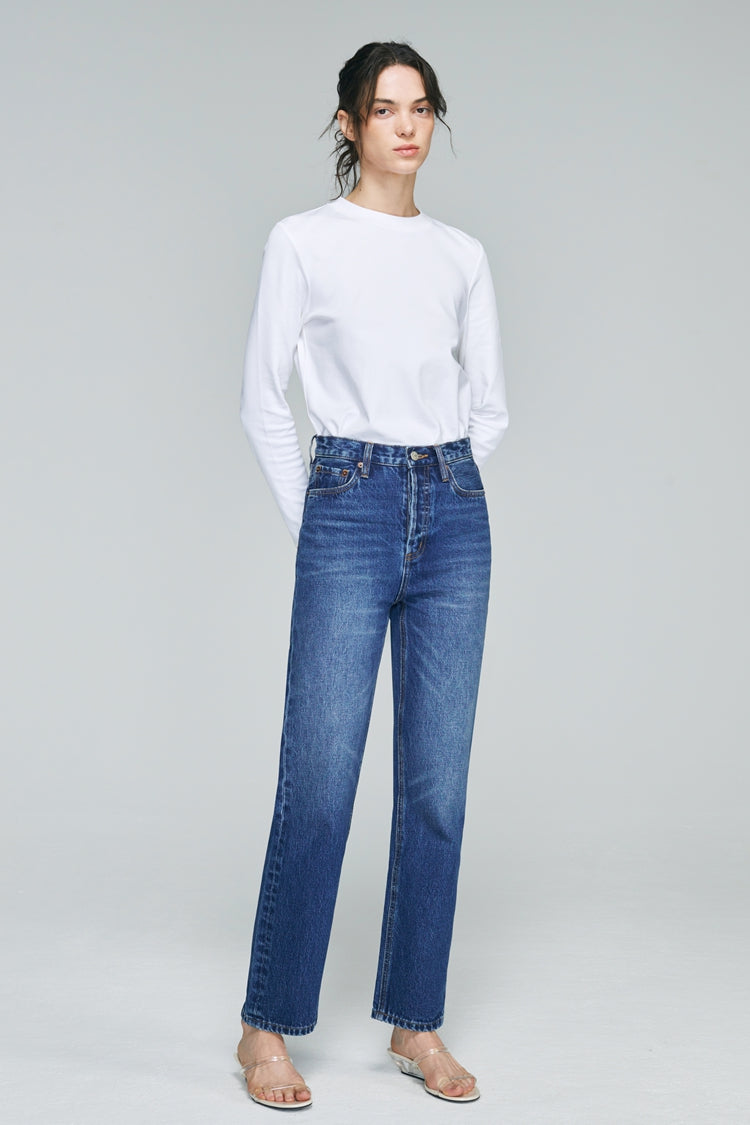 Manhattan High Rise Straight Ankle Jeans - MeeeShop Women's Fashion