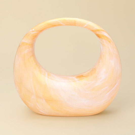 Marbled Acrylic Crescent Handbag in Yellow view 2 - Marbled Acrylic Bag