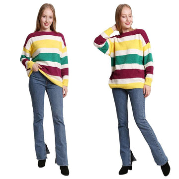 Mardi Gras Color Block Sweater view 2 - Mardi Gras Sweater Women (top)
