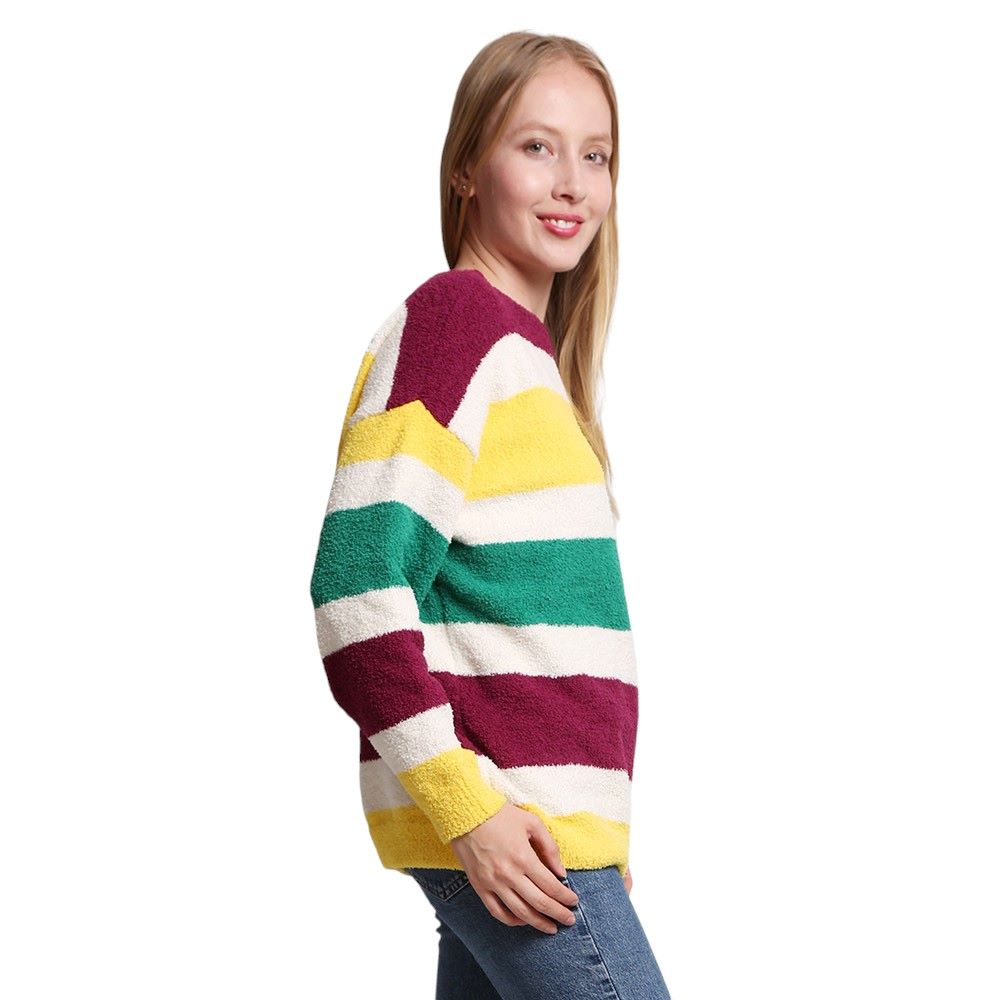 Mardi Gras Color Block Sweater view 3 - Mardi Gras Sweater Women (top)