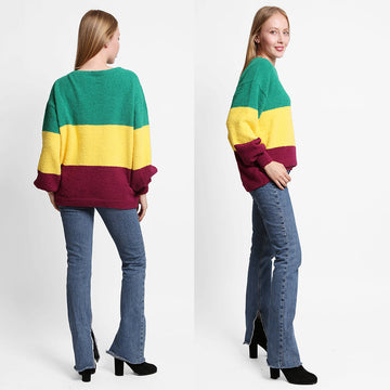 Mardi Gras Multi Color Block Sweater view 2 - Mardi Gras Sweater Women (top)