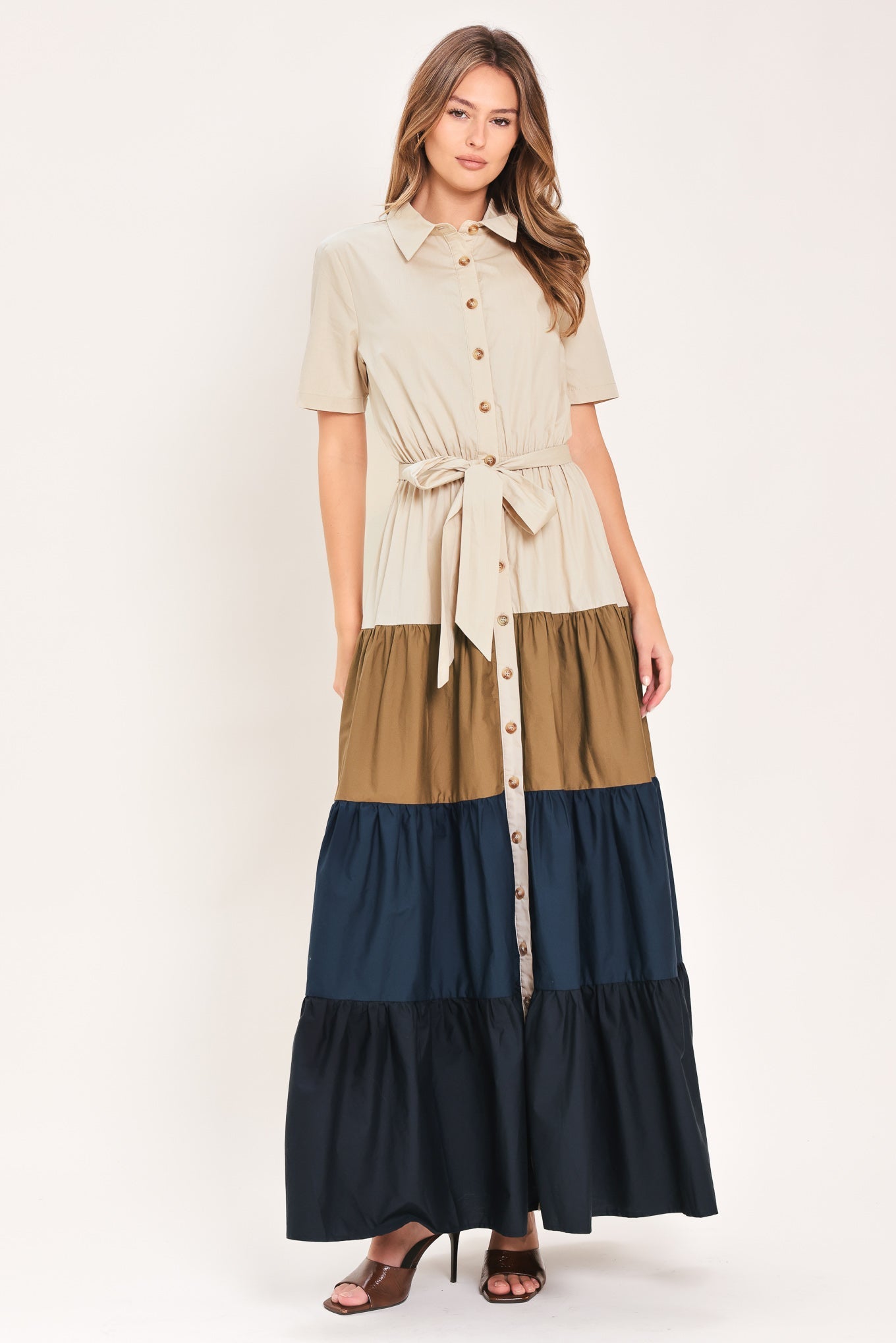Marina Sunset Woven Maxi Shirt Dress NAVY BROWN (dress) - sunset harbour dress tommy bahama, marina dre - shop at us.meeeshop