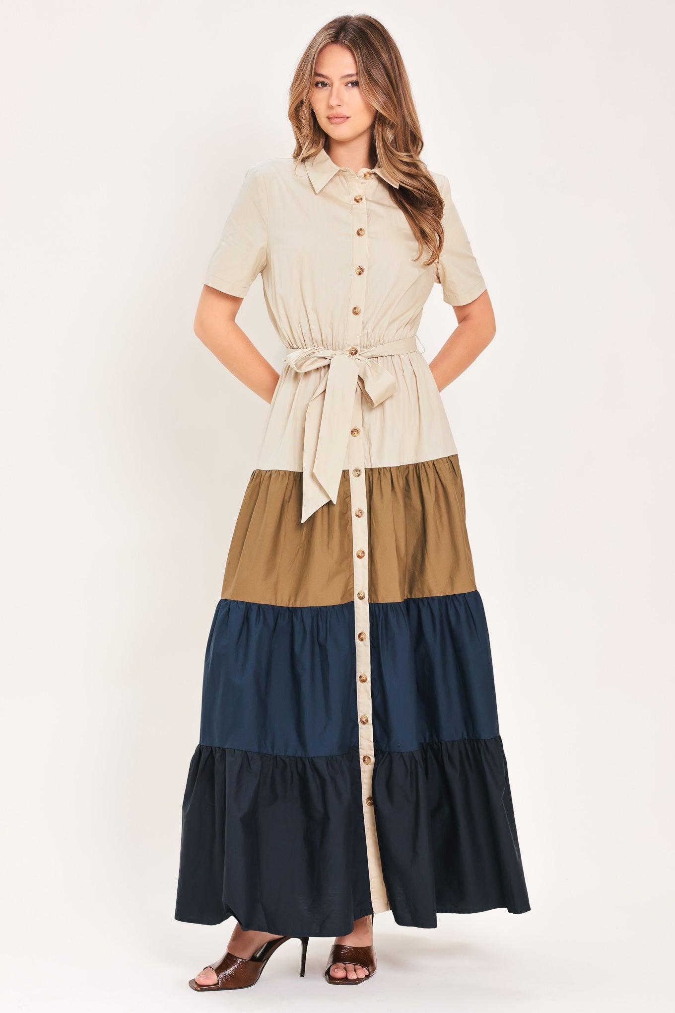 Marina Sunset Woven Maxi Shirt Dress NAVY BROWN view 3 (dress) - sunset harbour dress tommy bahama, mar - shop at us.meeeshop