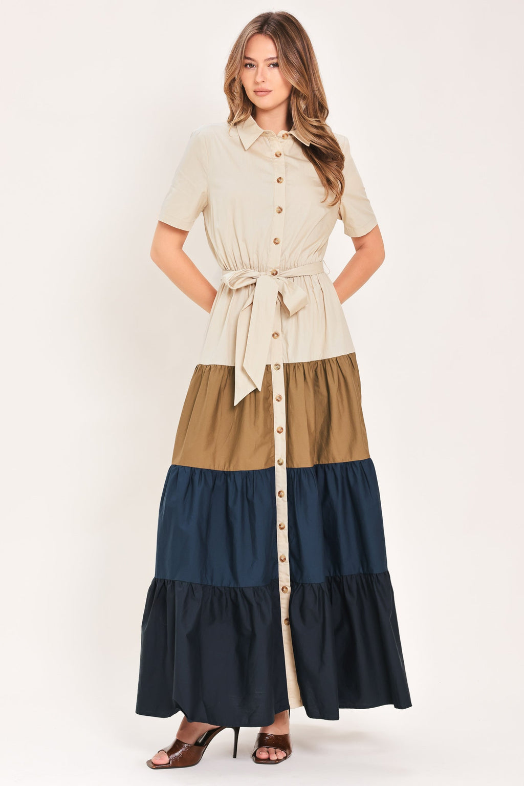 Marina Sunset Woven Maxi Shirt Dress NAVY BROWN view 3 (dress) - sunset harbour dress tommy bahama, mar - shop at us.meeeshop