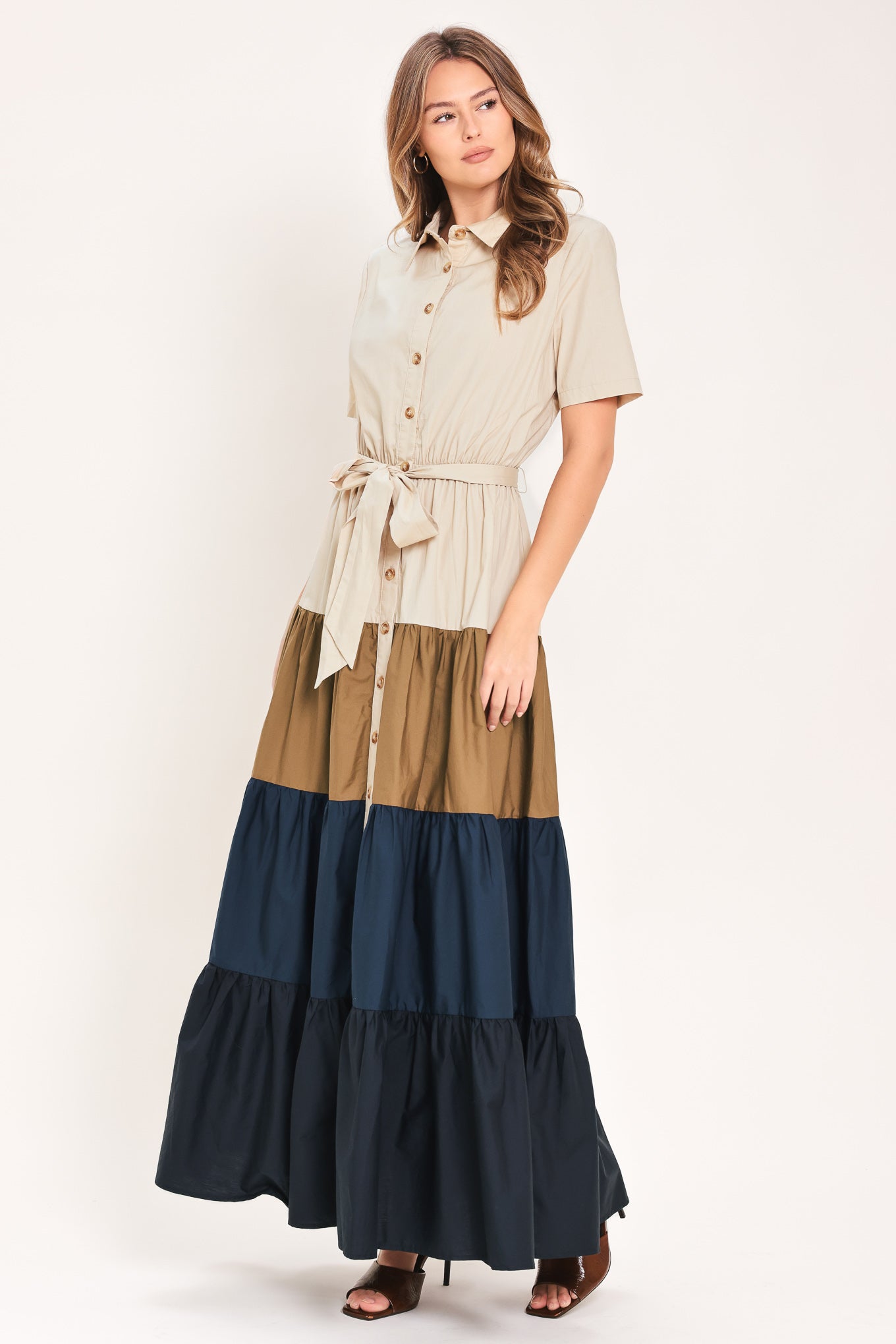 Marina Sunset Woven Maxi Shirt Dress NAVY BROWN view 5 (dress) - sunset harbour dress tommy bahama, mar - shop at us.meeeshop