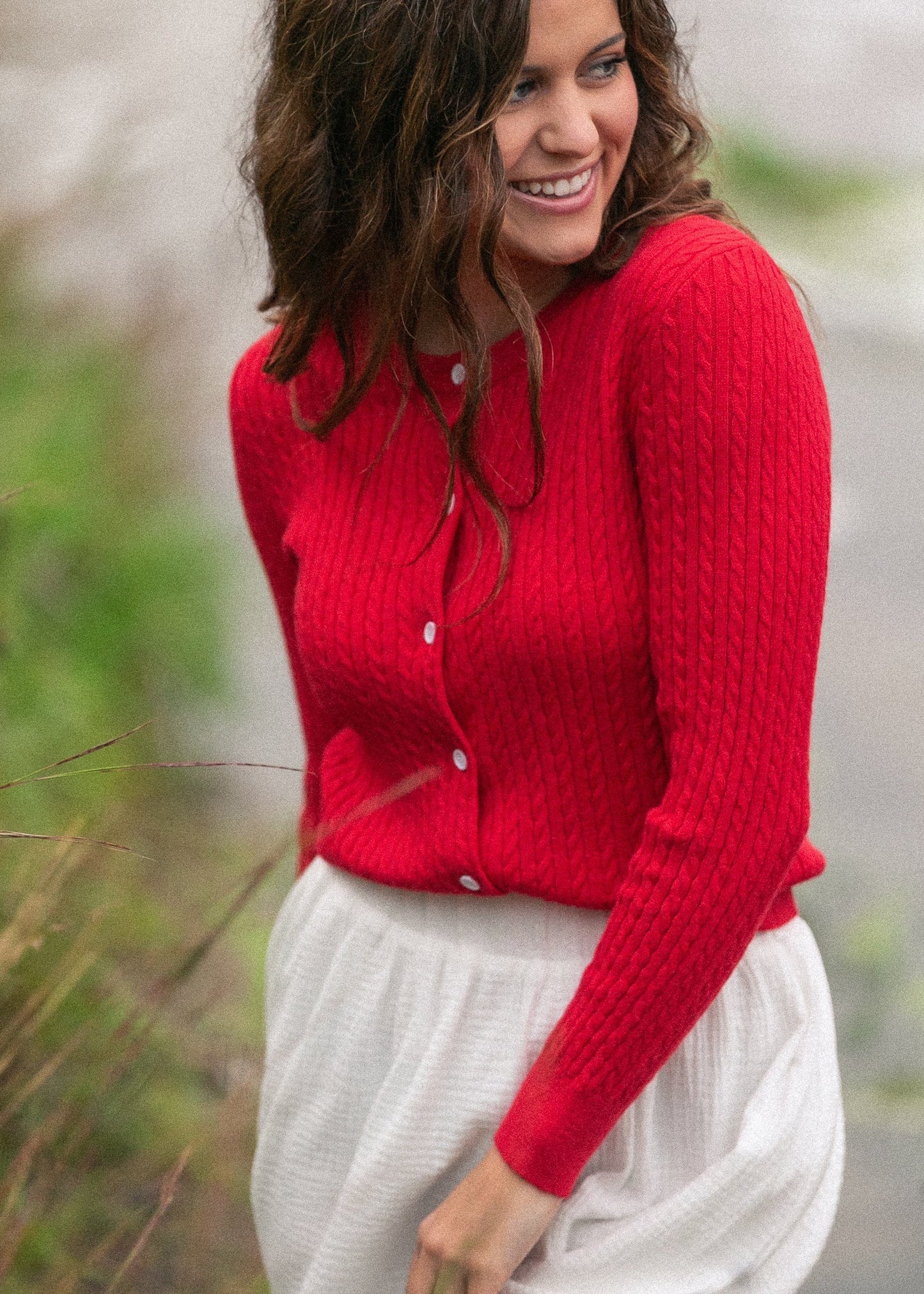 Mason Red Button up Cardigan Top in M view 3 - Button Cardigan