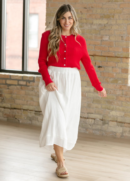 Mason Red Button up Cardigan Top view 10 - Button Cardigan