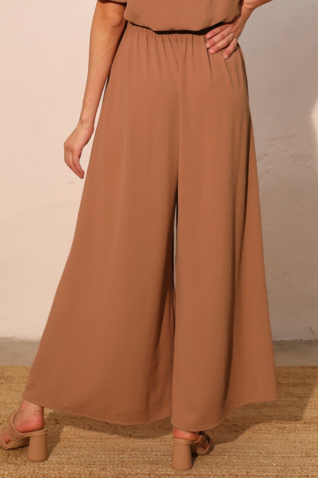 Matte Crepe Wide Leg Swing Pants M view 2 (bottom) - what is matte crepe fabric, what are crepe pants,  - shop at us.meeeshop