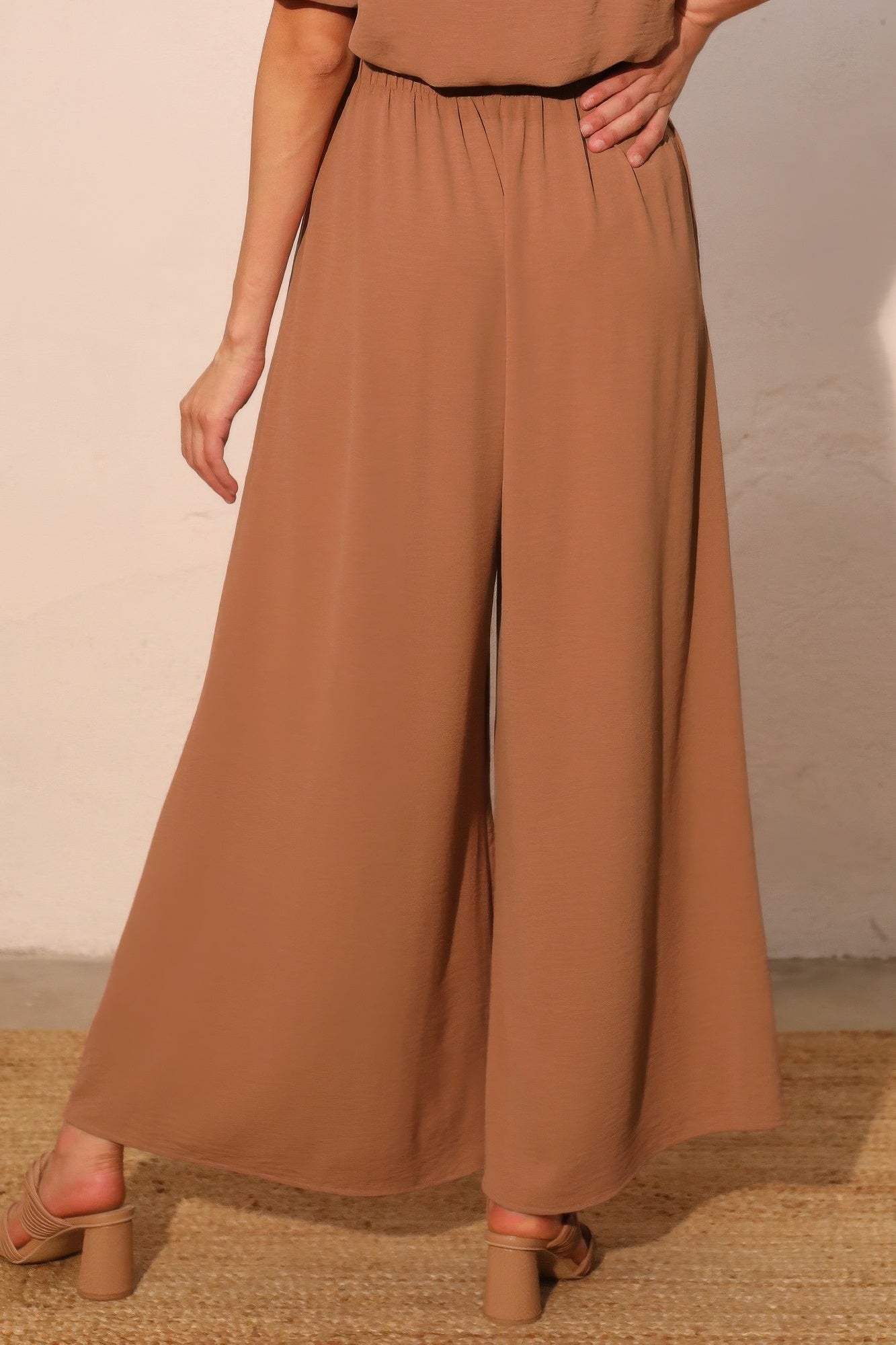 Matte Crepe Wide Leg Swing Pants M view 2 (bottom) - what is matte crepe fabric, what are crepe pants,  - shop at us.meeeshop