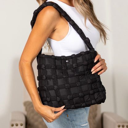 Maya Basket Weave Puffer Tote view 3 (bag)