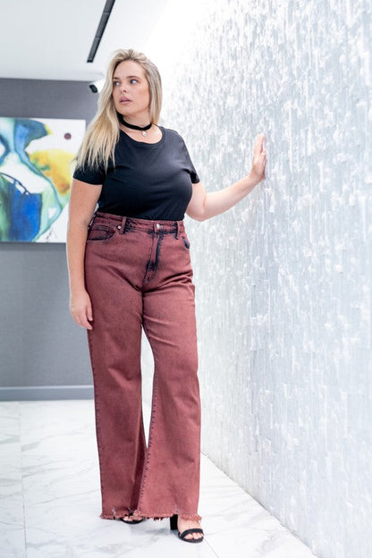 Maya plus High Rise Flared Leg Jeans in P-14 - High-Waisted (bottom)
