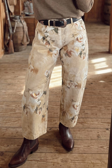 Meadow Floral Print Relaxed Barrel Jeans in 4 - Relaxed Fit - Meadows Floral Jeans (bottom)